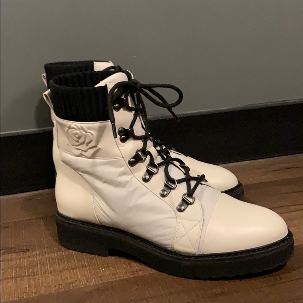 Taryn Rose White Combat Boots